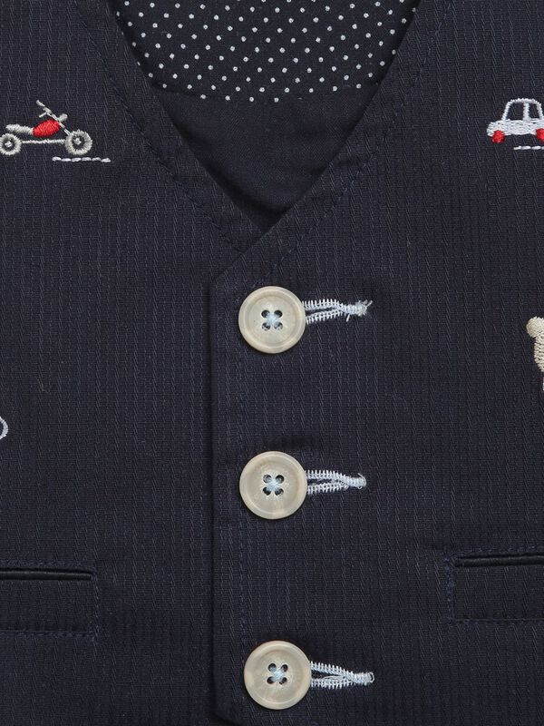 Navy Blue Embroidered Waistcoat image number 2